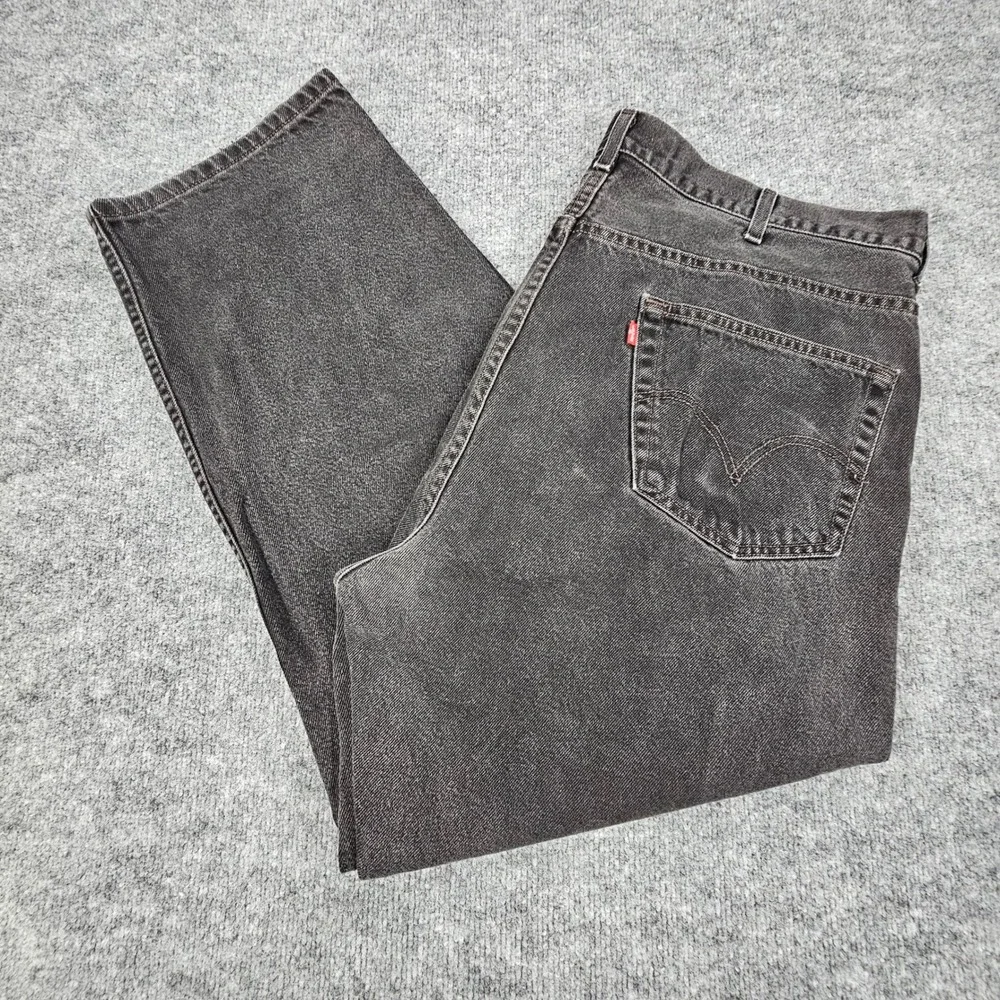 Levis 550 Relaxed Fit Black Jeans Mens 42x29 Black Denim Tapered Leg Big & Tall
